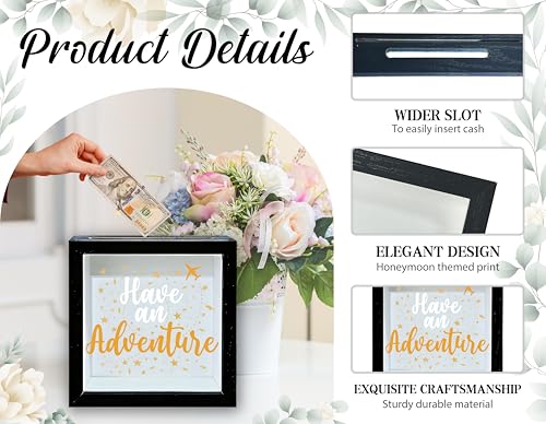 Travel Fund Box, 8×8 Have an Adventure Shadow Box Frame with Slot, Piggy Bank Money Saving Decoration for Graduation Baby Shower Wedding,Star Airplane Memory Keepsake Gift -A08 - size: 8×8 star airplane