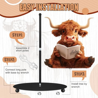 Highland Cow Paper Towel Holder Countertop Kitchen Decor and Accessories Black Metal Farmhouse Large Tissue Stand for Home Bathroom 3D Cow Hand Painting Pattern Farm Table Decor Gifts - style: Highland Cattle