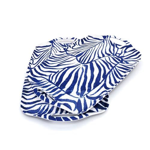 TP Serving Trays with Handles, 19 Inch Large Rectangular Melamine Serving Platter Set of 2, Blue & White - color: Blue&white, size: 19" x 12"