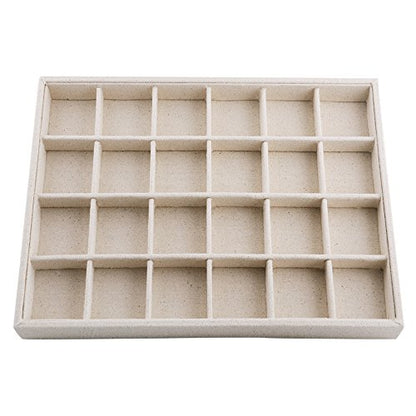 Oirlv Stackable Jewelry Tray,Linen Rings Earrings Organizer for Drawer | Solve Clutter Issues in Drawers or Jewelry Collections, Attractive,High-end and Long-lasting,Display Jewelry Professionally - size: 24 Grids