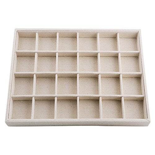 Oirlv Stackable Jewelry Tray,Linen Rings Earrings Organizer for Drawer | Solve Clutter Issues in Drawers or Jewelry Collections, Attractive,High-end and Long-lasting,Display Jewelry Professionally - size: 24 Grids