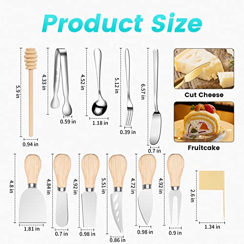 LifeMusican Charcuterie Board Accessories Wooden Cheese Spreader Knive Set, Wood Handle Butter knives For Cheese Kit, Mini Cheese Knife Slicer With Tongs, Spoons, Forks,Honey Dipper (23 Pack) - color: Wooden