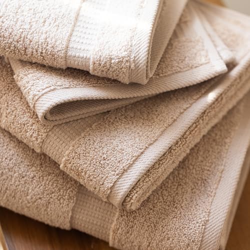 SALBAKOS 100% Turkish Cotton Bathroom Towel Set of 6-Piece, Taupe | 630 Gsm Thick Super Soft Highly Absorbent 2 Bath + 2 Hand + 2 Washcloth Towels Sets, Giftable, Hotel Quality, Made in Turkey - color: Taupe, size: 6 Piece Towel Set