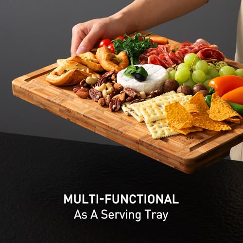 2 Pack Wooden Cutting Boards for Kitchen Bamboo Chopping Boards Non Toxic | Heavy Duty, End Grain, Non Slip, Cutting Board Set, Multiple Size, Solid Thick, Butcher Block, Wood Charcuterie Board - size: Multiple Sizes (Set of 2)
