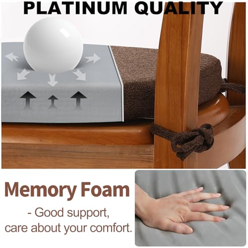 SINOSSO 1 Pack Memory Foam Chair Cushions for Dining Chair, Friendly Woven Fabric 16" U-Shape Comfortable Kitchen Chair Pad, Removable Slip Resistant Seat Cushion (1 Piece, Dark Brown) - color: Dark Brown