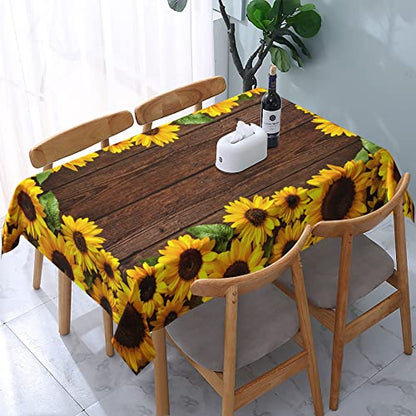 Worltoldb Sunflower Tablecloths Polyester Table Cloth for Kitchen Dinning Table Washable Table Cover for Parties Wedding Picnic Farmhouse - color: White5