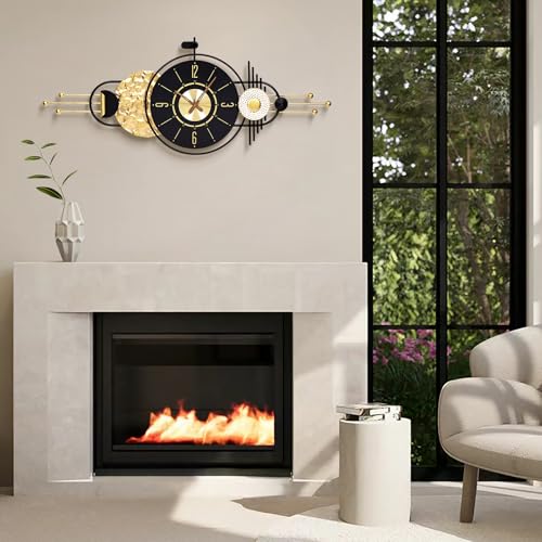 47x19 Inch Modern Large Wall Clock Battery Powered for Living Room | Quartz Movement, Easy-Read Analog Dial, Sleek Accent for Bedroom, Entryway, Kitchen, Office, and Housewarming Gifts - color: M - 47x19 in