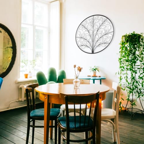 ALICE HOUSE Metal Wall Art with Shell Leaves, 26" Tree Wall Sculpture, Wall Decor for Living Room, Dining Room, Bedroom, Entryway AL4101