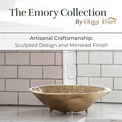 OBJET D'ART Emory Decorative Round Gold Bowl, Set of 2 | Accent Decor, Living Room, Ottoman, Coffee Table, Candles, Liquor, Centerpieces, Great for Entertaining and Everyday Use
