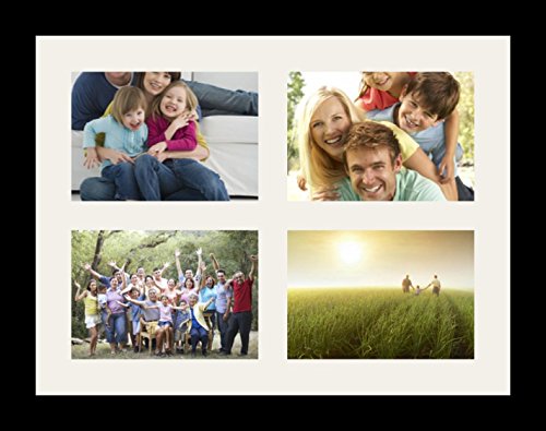 ArtToFrames Collage Photo Frame Single Mat with 4-5x7 Openings and Satin Black Frame. - color: 4 - 5x7 - (2379)