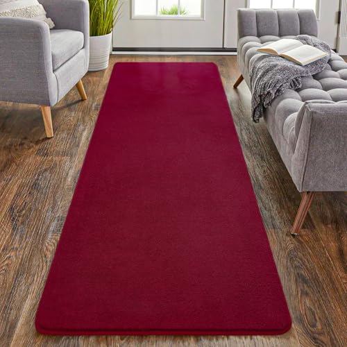 HOMORE 2x4 Runner Rug, Burgundy Rugs for Bedroom Living Room | Thickened Memory Foam Rug for Bedside, Non Slip Washable Rugs for Kitchen Entrance Dorm Nursery Room - color: Burgundy, size: 2 x 4 Feet (Rectangular)