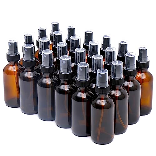 NOOEEISS Amber Glass Small Spray Bottle 2 oz 24 Packs,Fine Mist Sprayer Small Clear Bottles,Refillable Containers mini spray bottles for Cleaning Solutions and Skin Care (Amber 24pcs) - color: Amber, size: 24Pack