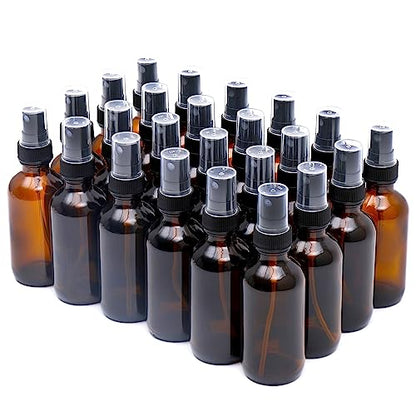NOOEEISS Amber Glass Small Spray Bottle 2 oz 24 Packs,Fine Mist Sprayer Small Clear Bottles,Refillable Containers mini spray bottles for Cleaning Solutions and Skin Care (Amber 24pcs) - color: Amber, size: 24Pack