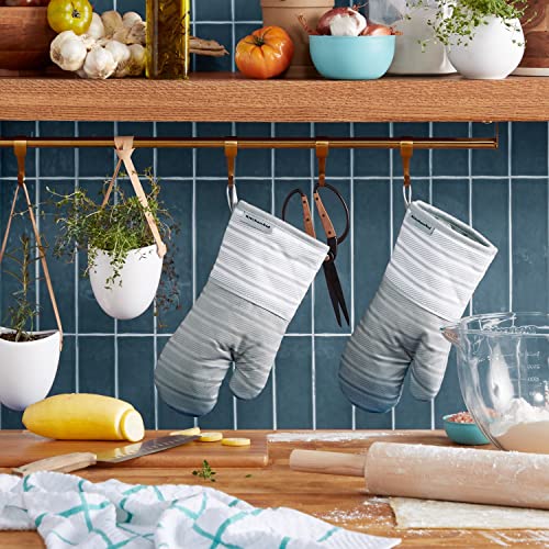 KitchenAid Albany Oven Mitt 2-Pack Set, Matte Grey, 7"x13" - color: Matte Grey