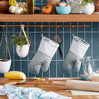 KitchenAid Albany Oven Mitt 2-Pack Set, Matte Grey, 7"x13" - color: Matte Grey