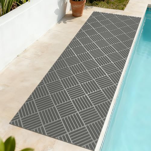 Welcome Door Mat Outside Non-Slip Durable Waterproof Grey 24"x71" | Outside Entrance Heavy Duty Non-Slip Dirt Trapping Rubber Dirt Mats, All Weather for Garage Home Pool Entrance, Easy Clean - color: Grey-b, size: 24''x71''