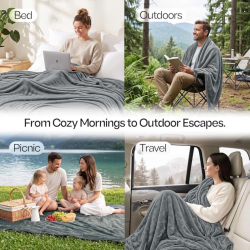 Utopia Bedding Cool Grey Fleece Blanket Twin Size Lightweight Fuzzy Soft Anti-Static Microfiber Dorm Bed Blanket (90x66 Inch) - color: Cool Grey, size: Twin (90x66 Inch)