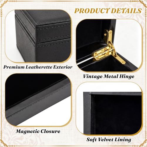 2 Pack Faux Leather Decorative Keepsake Box Large and Medium Wooden Storage Box with Magnetic Lid Jewelry Accessory Organizer Black Multi Functional Storage Container for Home and Office