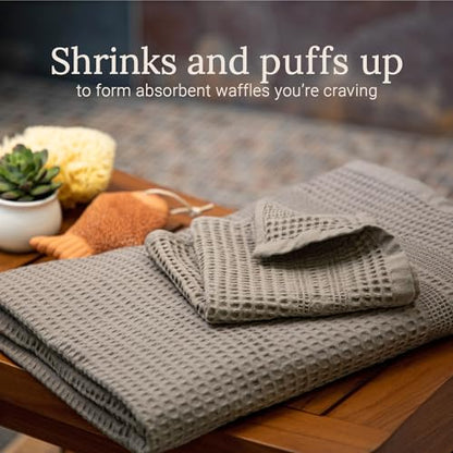 GILDEN TREE Waffle Towels Wash Cloths for Showering, Exfoliating Washcloth Face Towels, Quick Dry Towel Cotton Washcloths Set of 4, Classic Style (Stone) - color: Stone, size: Washcloth (4 Pack)