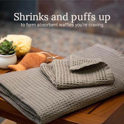GILDEN TREE Waffle Towel Set Quick Dry Thin | 2 Bath Towels | 2 Hand Towels | 2 Washcloths, Classic Style (Stone) - color: Stone, size: Bath Towel Set