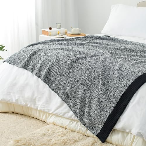 Carriediosa Heather Throw Blanket 60x80, 400GSM Ultra Soft Microfiber | Black, Fuzzy Fluffy Cozy Plush Knit Knitted Throws, Lightweight Cute Preppy Fall Blankets for Couch, Bed - color: Heather - Black, size: 60" X 80"