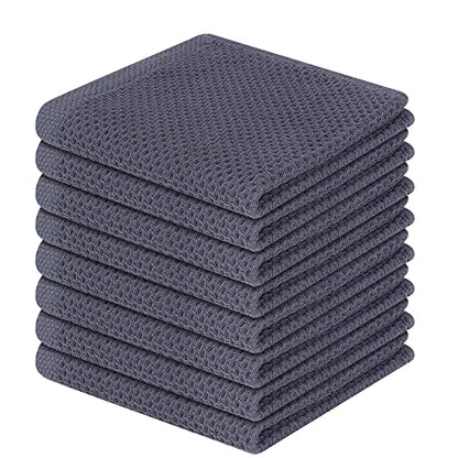 Homaxy 100% Cotton Waffle Weave Kitchen Dish Cloths 8-Pack, Dark Grey | 12 x 12 Inches, Ultra Soft Absorbent Dish Towels, Quick Drying Dish Rags with Hanging Loop - color: Dark Grey, size: 12 X 12 - 8 Pack