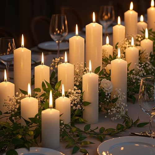 18 Pcs Ivory Pillar Candles Bulk Set，2x3 2x6 2x8 Inch - 12 Each Size，Hurricane Candles，Dripless Unscented Smokeless，Gives You a Better Atmosphere When Organizing Wedding or Event Party. - color: 18 Pointed-tip, size: 2 x 3/6/8 Inch