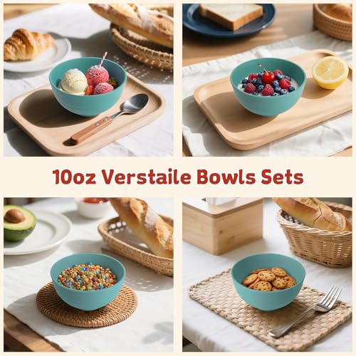 Small Wheat Straw Bowls Sets of 6, Microwave Safe Snack Bowls 10oz | Alternative Handy Plastic Bowls Reusable, Dishwasher Safe Bowls for Snack and Ice Cream, Green Series - color: Green, size: 10oz