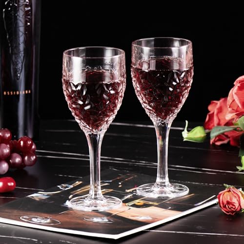 KAMMAK Crystal Red Wine Glasses Set of 2, 8.3 oz Stemmed Glasses, 782N | Hand Blown, Bordeaux Wine Glasses, Thin Rim & Long Stem, Red & White, Daily Use, Wedding or Birthday Gift for Women - size: 7KPSP782N