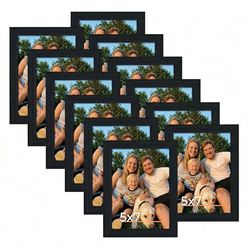Giftgarden 5x7 Picture Frame Black 5 x 7 Photo Frames Bulk for Wall or Tabletop, 12 Pack - color: Black, size: 5x7