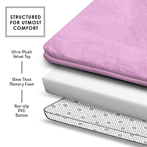 Clara Clark 3 Piece Bathroom Rugs Bath Mat Set, Velvet Memory Foam Bath Mats for Bathroom - Non-Slip, PVC Backing Bath Rugs, Washable - Dries Quickly, Lavender - color: Lavender Dream