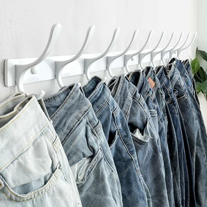 SKOLOO Wall Mounted Coat Rack - 10 Hooks, Heavy Duty, Stainless Steel, Metal Wall Hangers, Sturdy Coat Hooks for Hanging Coats, Jacket, Clothes, Hat, White - color: White, size: 10 Hook(1 Pack)