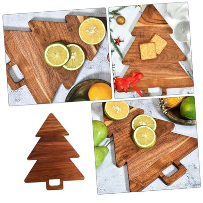 Christmas Tree Shaped Wooden Cutting Board Multifunctional Charcuterie Platter for Cheese Bread Cake and Appetizers Holiday Kitchen Decor