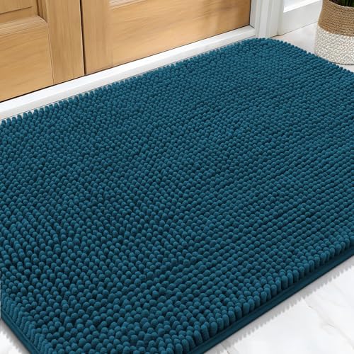 OLANLY Dog Door Mat for Muddy Paws 30x20, Super Absorbent Chenille Mud Mat | Atlantic Blue, Absorbs Moisture and Dirt, Non-Slip Machine Washable Doormat, Quick-Dry Indoor Entryway Floor Carpet for Dogs - color: Atlantic Blue, size: 30" X 20"