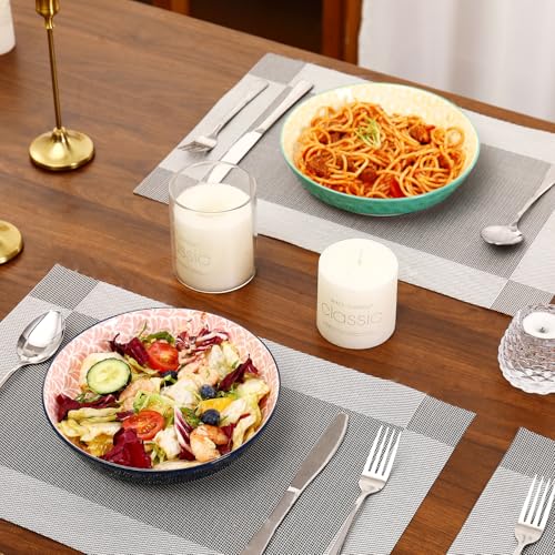 Large Ceramic Pasta Bowls Set of 6, 30 Oz Large Salad Bowls for Kitchen, 8.25 inch Decorative Ceramic Serving Bowl, Pasta Plates, Porcelain Dinner Soup Bowl Set, Microwave&Oven&Dishwasher Safe - size: 30 Oz-8.25"