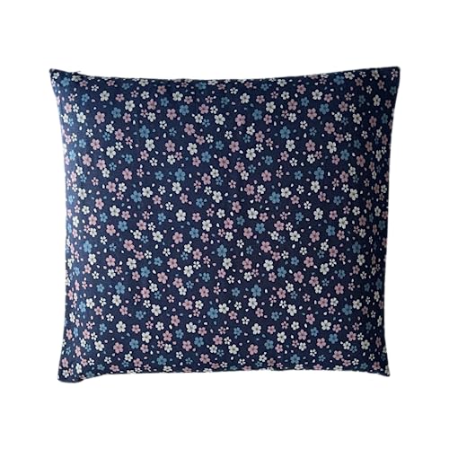 Zabuton Floor Pillow with Removable Cover - Traditional Japanese Decor | 90% Cotton, 10% Polyester Filling, Fluffy Floor Cushion for Couch, Living Room Seating or Meditation - color: Sakura Navy