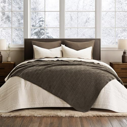 EVERGRACEHOME Modern Checkered Chenille Throw Blanket, 60x80, Mocha Brown | Lightweight Warmth, All-Season Breathability, OEKO-TEX certified, Timeless Grid Pattern, Farmhouse Throw for Couch, Bed, Sofa - color: Mocha Brown, size: 60" X 80"
