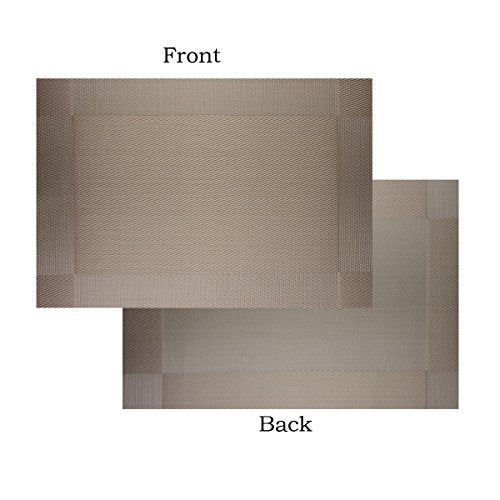 Place Mats for Kitchen Table Washable Easy to Clean Coffee Stain-Insulation Woven Vinyl Colourfull Table Mats 12x18 inches Set of 6（Champagne） - color: Champagne, size: placemats set of 6