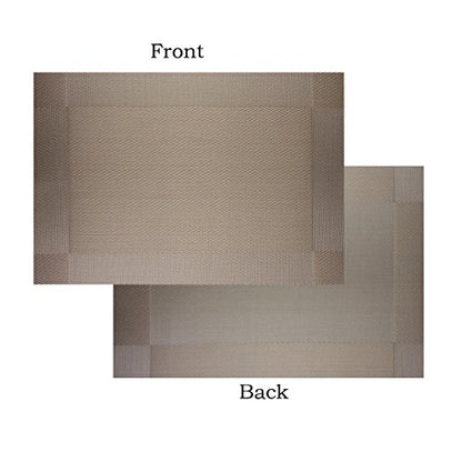 Place Mats for Kitchen Table Washable Easy to Clean Coffee Stain-Insulation Woven Vinyl Colourfull Table Mats 12x18 inches Set of 6（Champagne） - color: Champagne, size: placemats set of 6