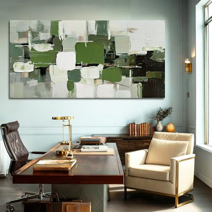 Abstract Canvas Wall Art Green White Black Gray for Living Room 29x58 Inch - color: White and Green and Black, size: 58"L x 29"W