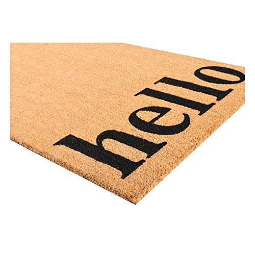 Calloway Mills 102612448NBB Vertical Hello Doormat, 24" x 48", Natural/Black (Natural/Black, 24" x 48") - color: Natural/Black, size: 2' x 4' (Rectangular)