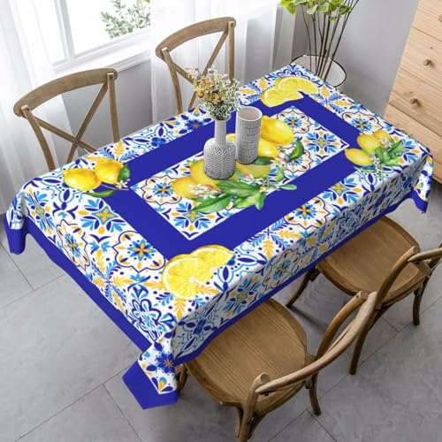 Lemon Rectangle Tablecloth Washable Table Cloth 60x90 Inch Table Cover Waterproof for Decoration Kitchen Dining Room - color: Lemon
