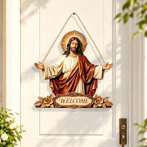 Wooden Welcome Sign for Outdoor, 7.08in Farmhouse Hanging Decor/MP-92 | God Design Plaque，Rope Hanging，Garden Ornament，Entryway Wall Decoration - color: MP-92