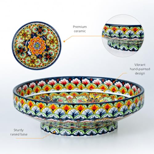 10" Bohemian Style Decorative Bowl, Large Fruit Bowl for Kitchen Counter,Stylish Key Bowl for Entry Table, Bread Candy Snacks Organizer