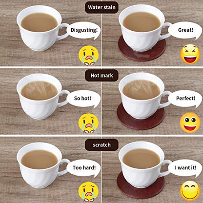 Funny Coasters, Thipoten 6 Pcs Leather Coasters with Holder, Perfect Housewarming Hostess Gifts, Protect Furniture from Water Marks Scratch and Damage(6Pcs, Coffee) - color: Coffee
