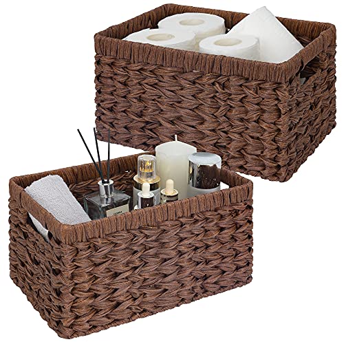 GRANNY SAYS Wicker Storage Baskets for Shelves, Brown Wicker Baskets,2-Pack | Waterproof Large Wicker Baskets for Organizing, Woven Basket for Pantry, Rectangle Basket for Shelf,Woven Baskets for Storage - color: Brown, size: 13"L x 8¼"W x 7"H