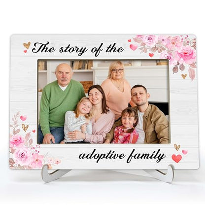 YSTEP Adoptive Family Photo Frame, The Story Of Adoptive Family Picture Frame, Adoption Day Gifts, Wood 4x6 Picture Frame for Desk Display-B19 - style: Style 6