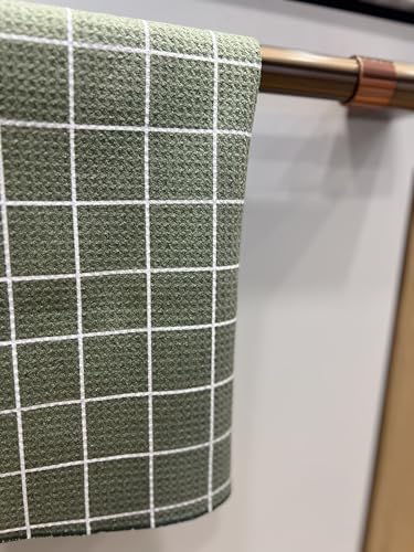 Kitchen Towels, Dish Towels for Kitchen, 3 Pc Kitchen Towel Set | Microfiber Waffle Towels, 16 x 26 inches, with Hanging Loops, Reusable Tea Towels, Cute Kitchen Towels - 3 Pack - color: Green
