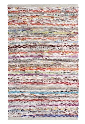 COTTON CRAFT Cotton Chindi Rag Rug - Handwoven Reversible Area Rug - 3x5 Ft | Multicolor Boho Farmhouse Rustic Recycled Cotton Yarn Accent Carpet for Living Room, Bedroom, Entryway, Kitchen & Dorm Décor - color: Multi Color - 1 Pack, size: 5' x 3' (Rectan