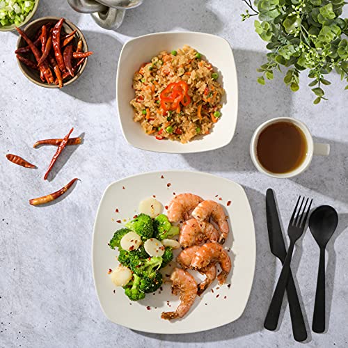 Gibson Home Amelia Court Porcelain Chip and Scratch Resistant Dinnerware set, Service for 4 (12pcs), White (Soft Square) - color: White (Amelia Court)